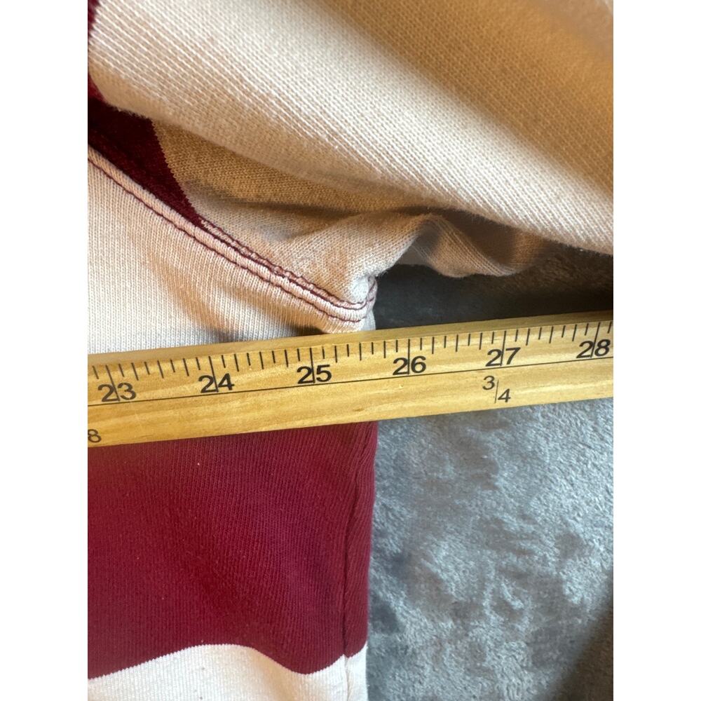 VTG 90s Eddie Bauer Maroon & White Striped Long Sleeve Rugby Shirt Men’s XLT - Picture 4 of 10